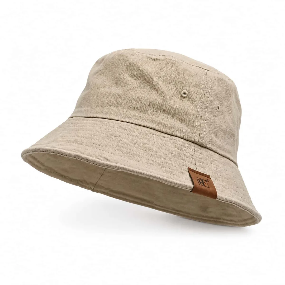 Beige cotton bucket hat